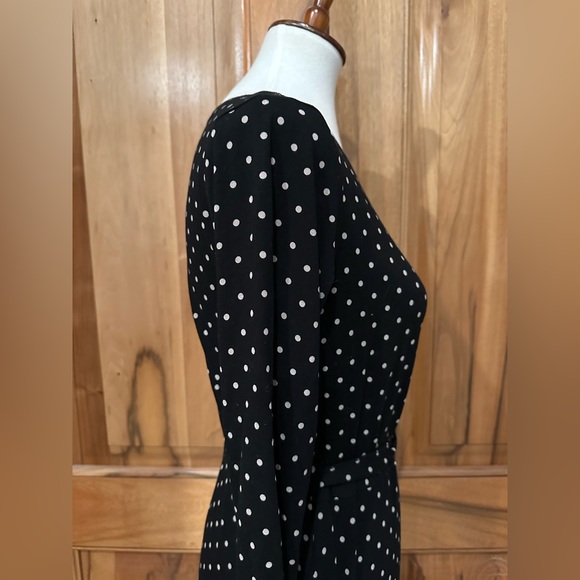 Ines de la Fressange, Paris Gorgeous Black w/ Cream Polka Dot Belted Dress EUC S - Picture 10 of 16